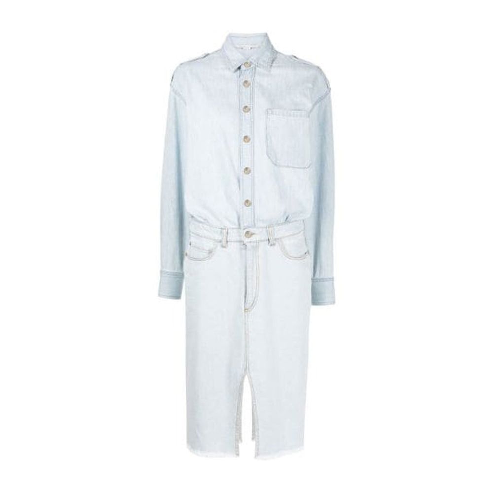 Blue Cotton Casual Dress