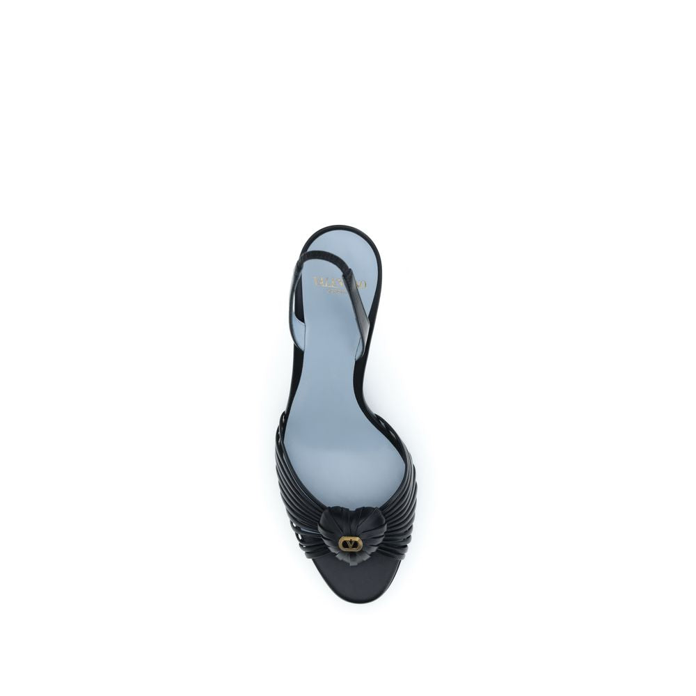 Black Goatskin Stiletto Heel Sandals