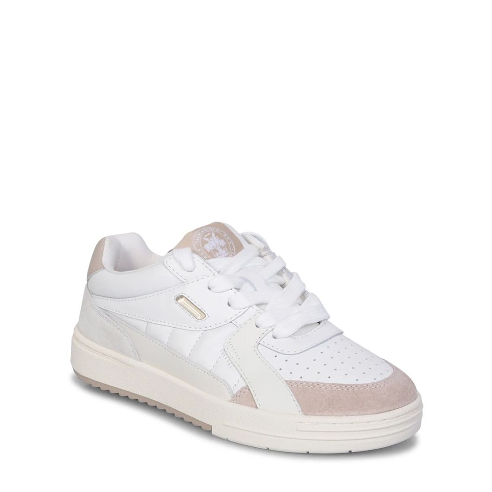 Palm Angels hvite lave sneakers i kalveskinn