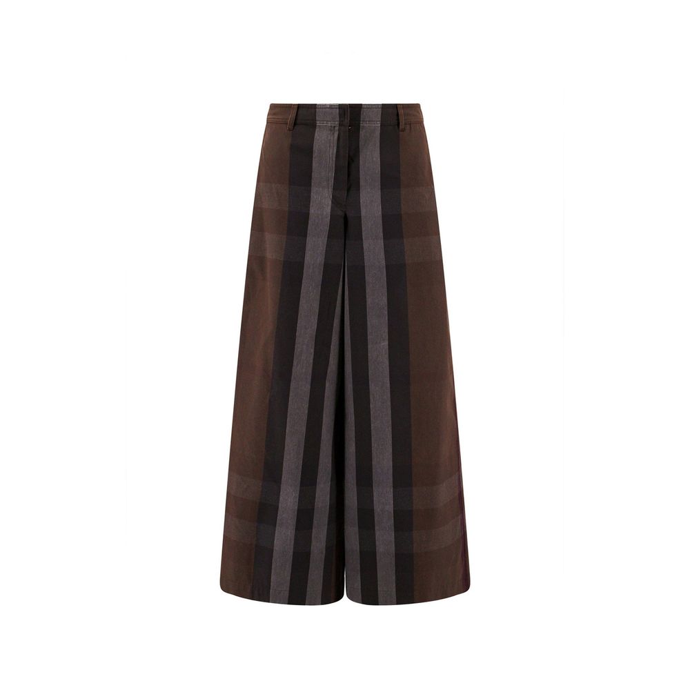 Brown Cotton Casual Pants
