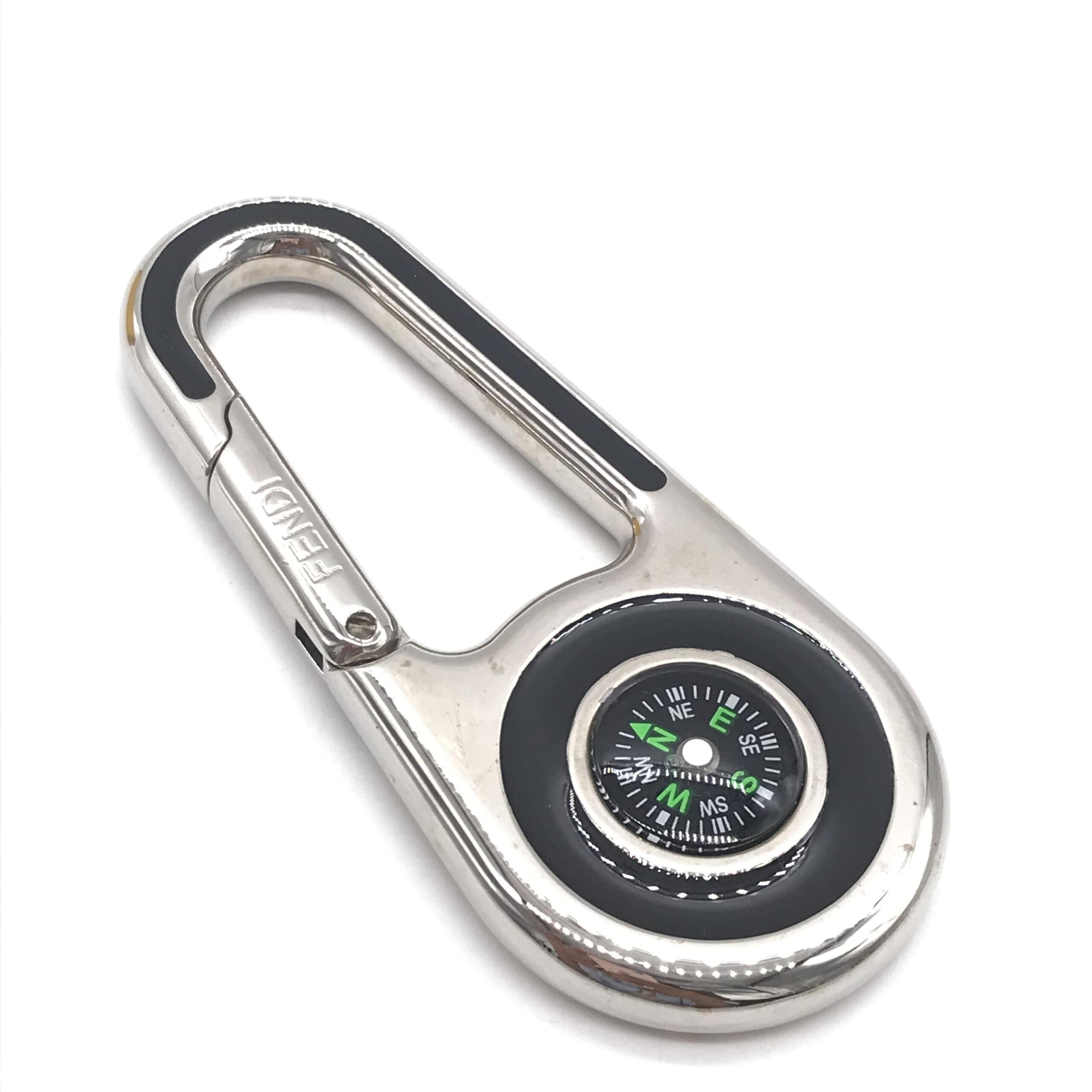 Silver Metal Compass Charm Keychain
