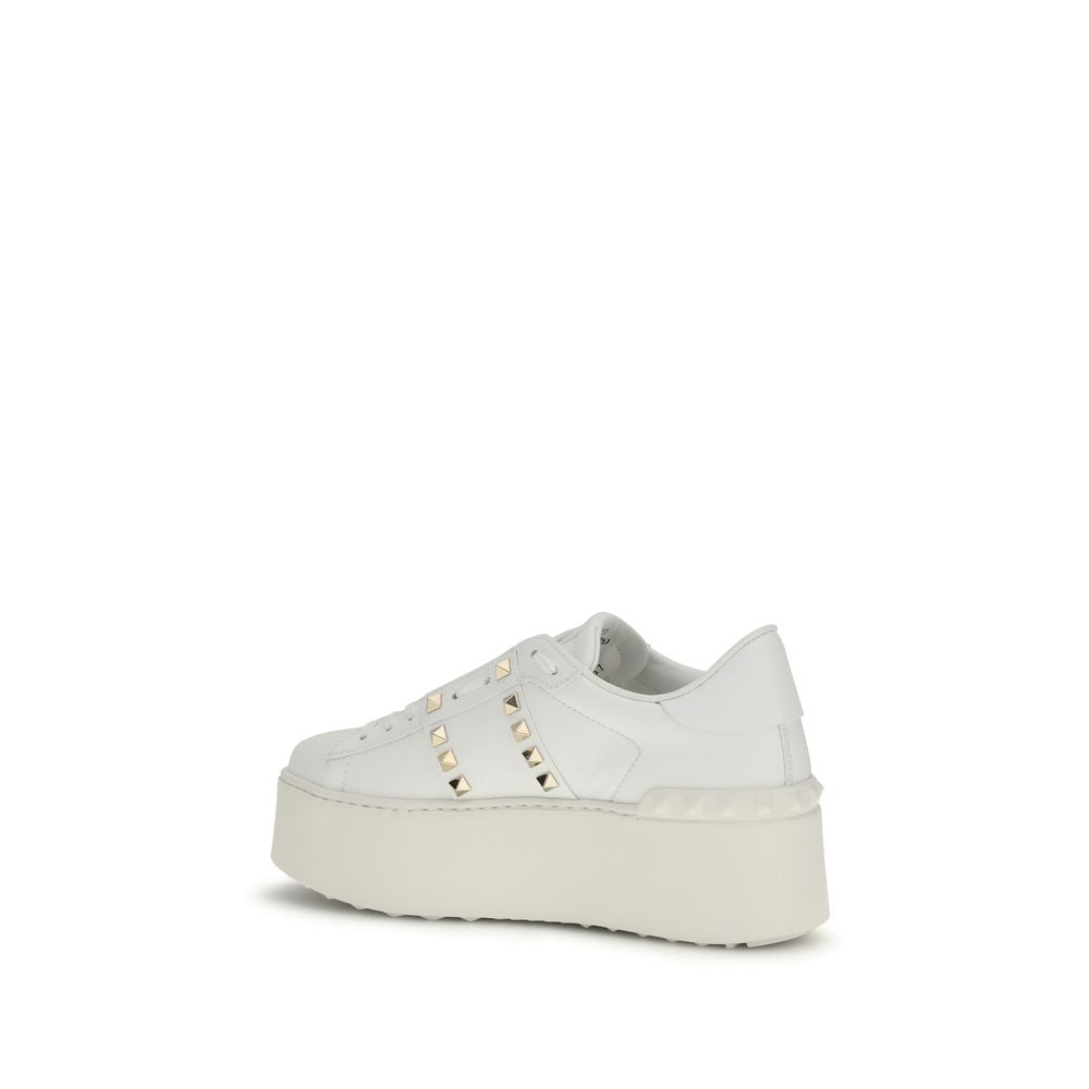Valentino Garavani hvite plattformsneakers i kalveskinn