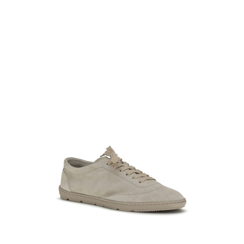 Brunello Cucinelli Beige Kalveskinn Bos Taurus Lav Topp Joggesko