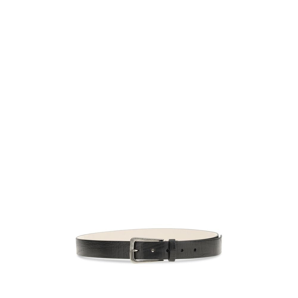Cinturón regular Brunello Cucinelli de piel de becerro negra Bos Taurus