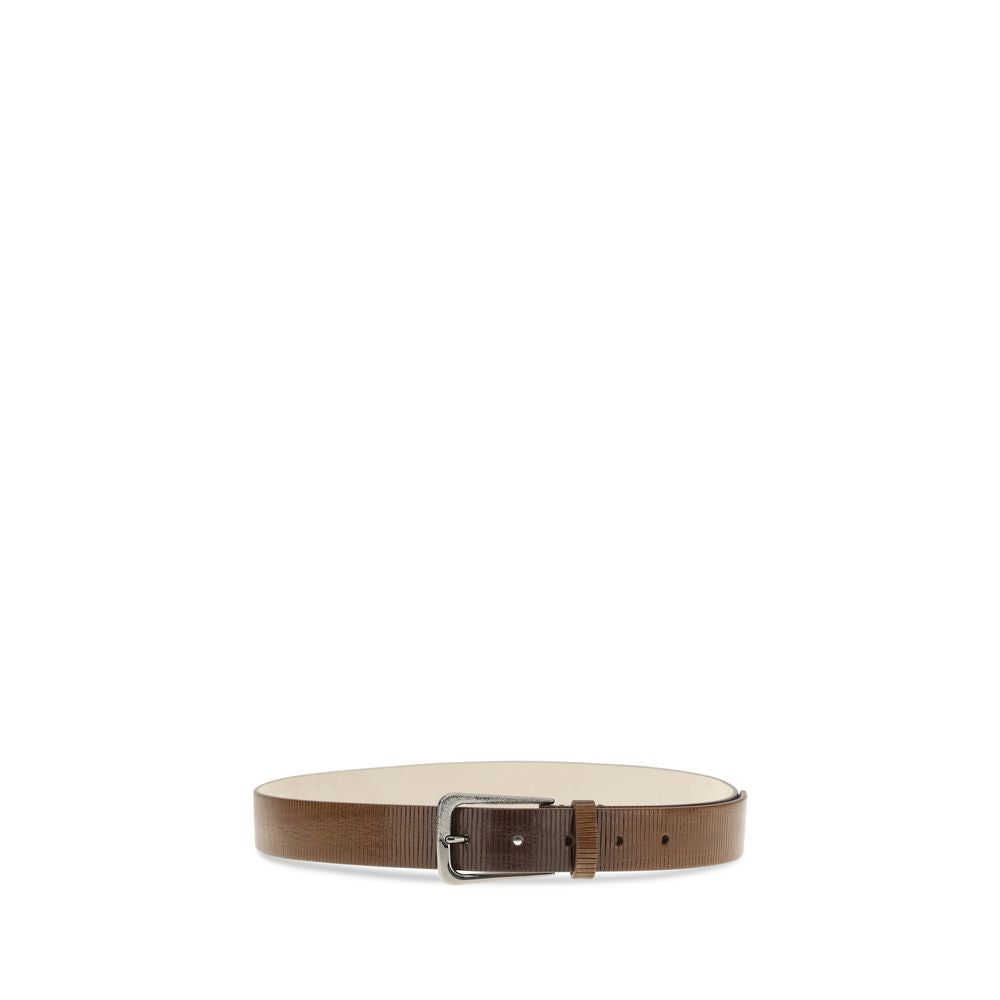 Cinturón regular de piel de becerro marrón Brunello Cucinelli
