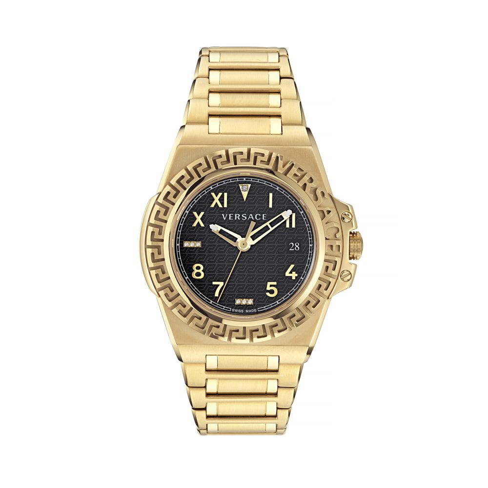 Reloj de vestir Versace de acero inoxidable dorado