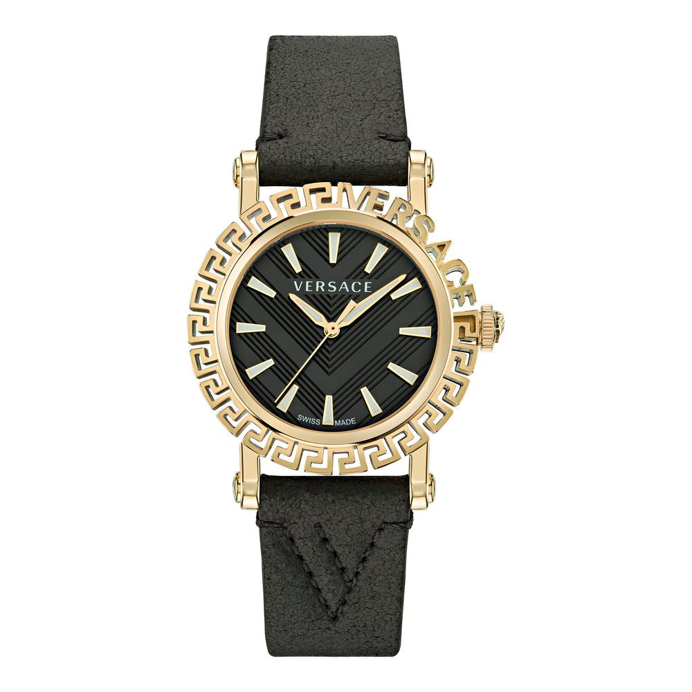 Reloj de vestir de piel negra Versace