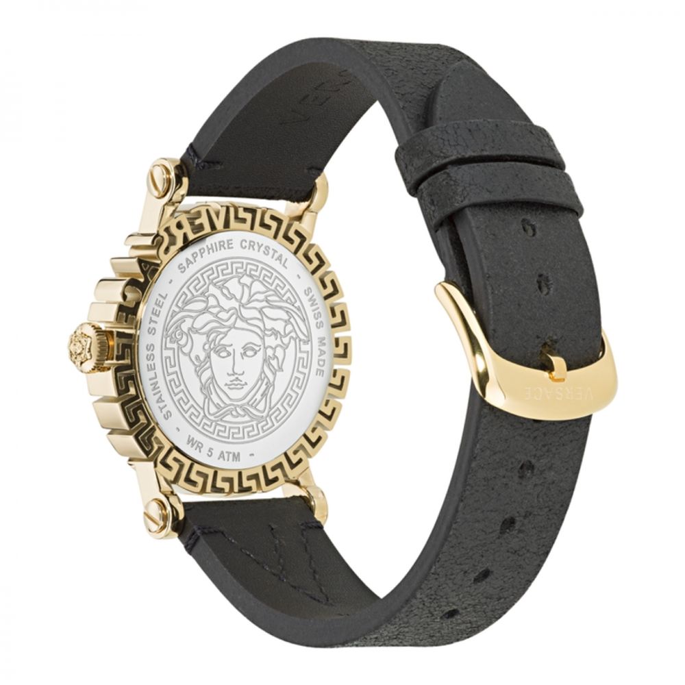 Reloj de vestir de piel negra Versace