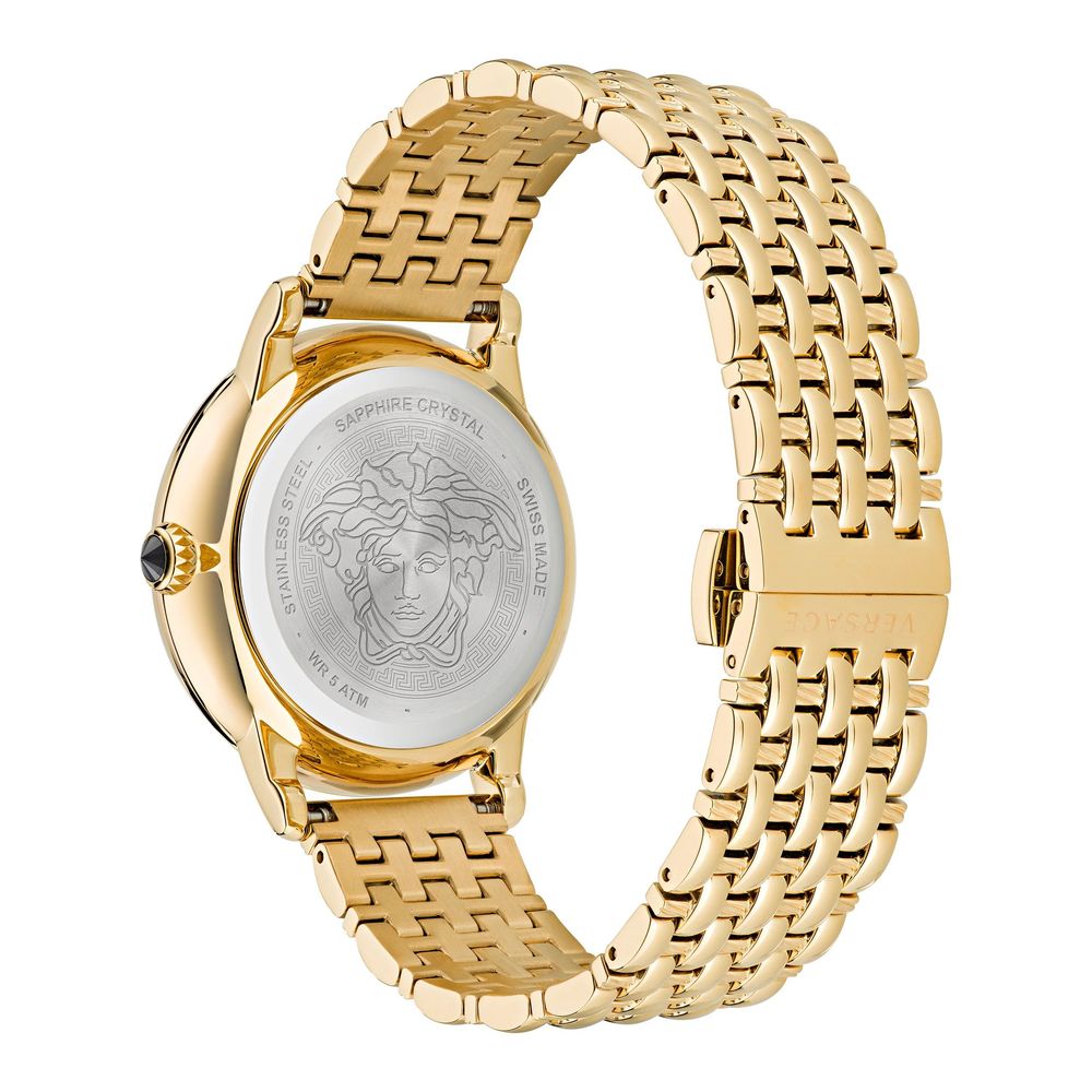 Reloj de vestir Versace de acero inoxidable dorado
