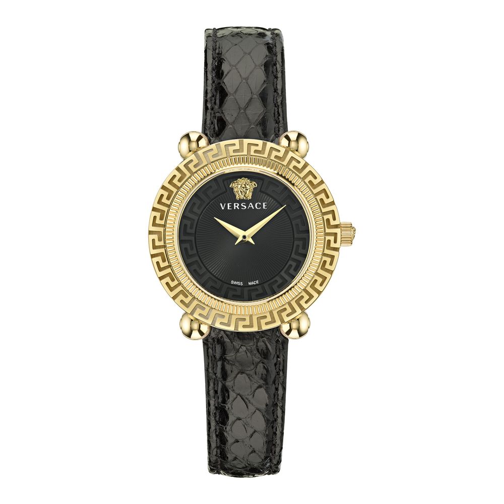 Reloj de vestir de piel negra Versace