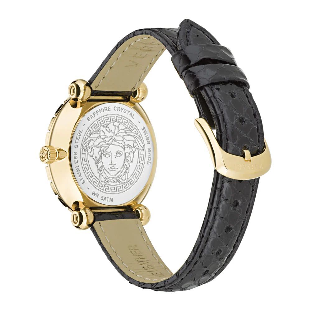 Reloj de vestir de piel negra Versace