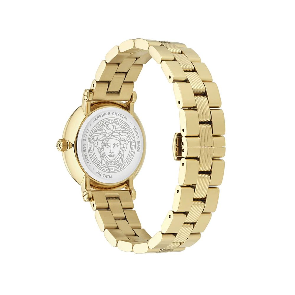 Reloj de vestir Versace de acero inoxidable dorado