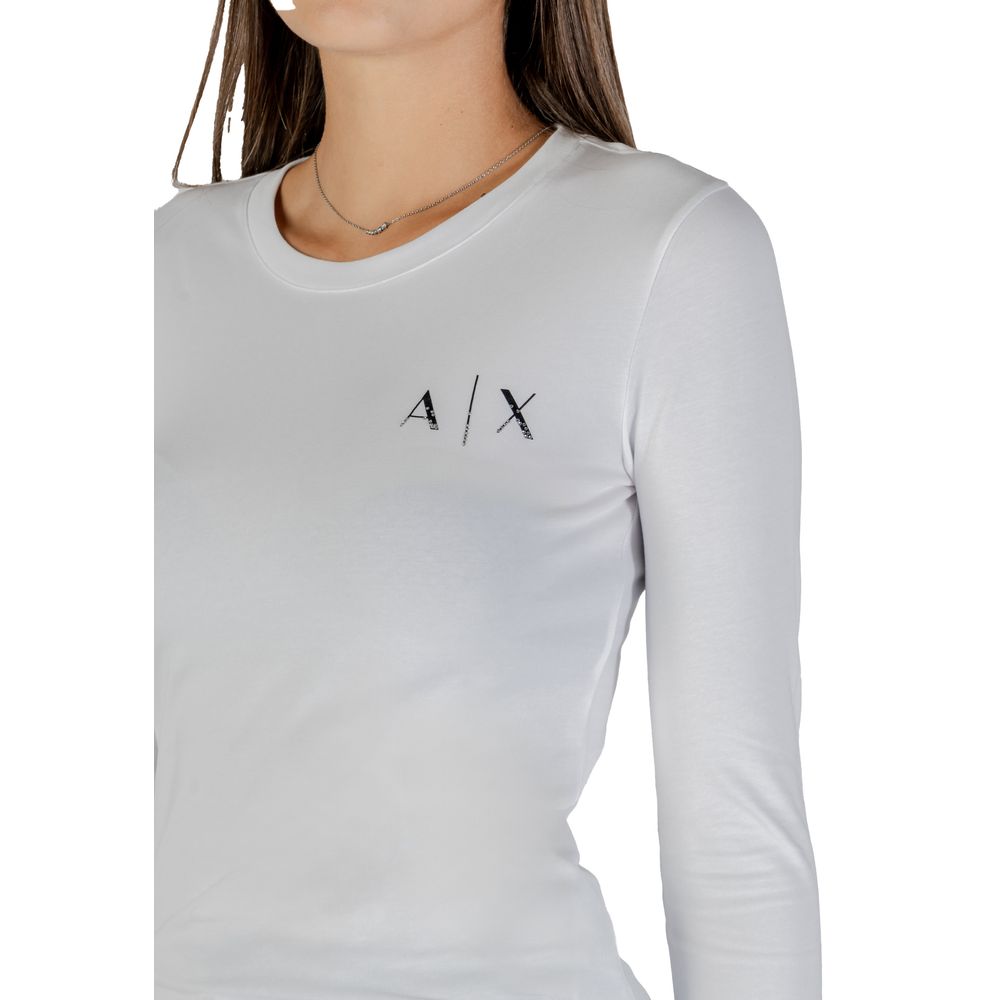 Armani Exchange Hvit Langermet T-skjorte i Bomull