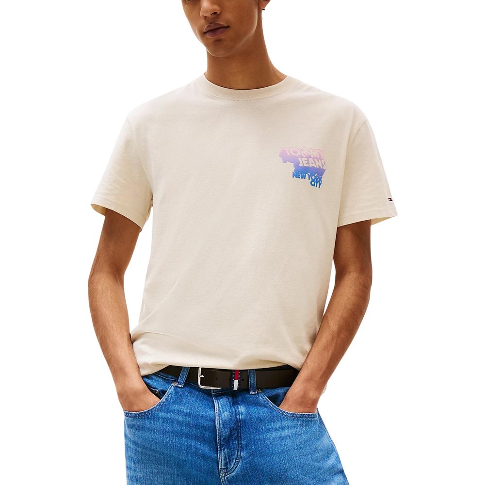 Tommy Hilfiger Jeans Beige T-skjorte i resirkulert bomull