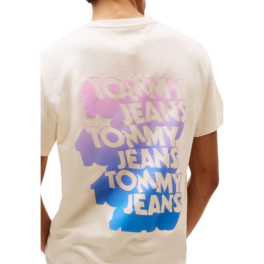 Tommy Hilfiger Jeans Beige T-skjorte i resirkulert bomull