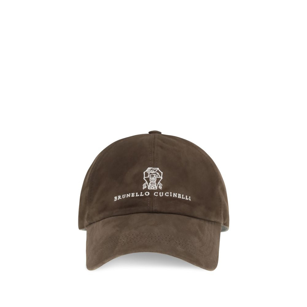 Gorra de piel de becerro marrón Brunello Cucinelli (gorra de béisbol)