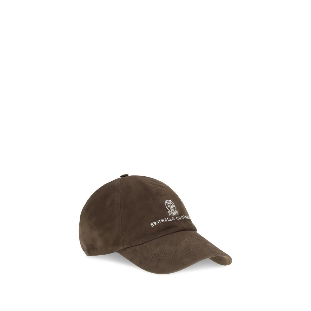 Gorra de piel de becerro marrón Brunello Cucinelli (gorra de béisbol)