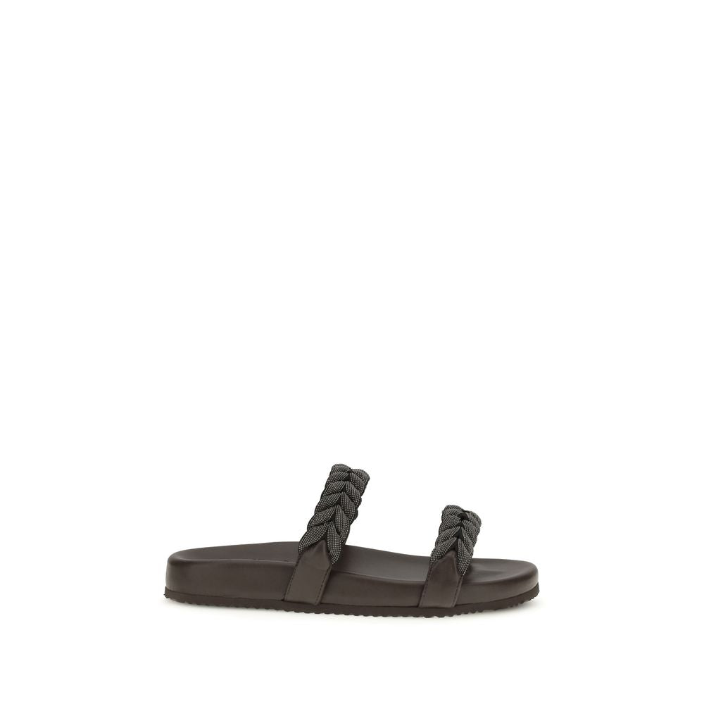 Brunello Cucinelli Brune Flate Sandaler i Kalveskinn