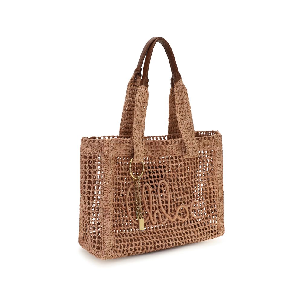 Chloé skulderveske i beige raffia
