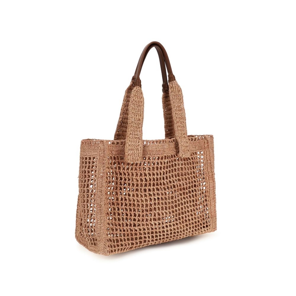 Chloé skulderveske i beige raffia