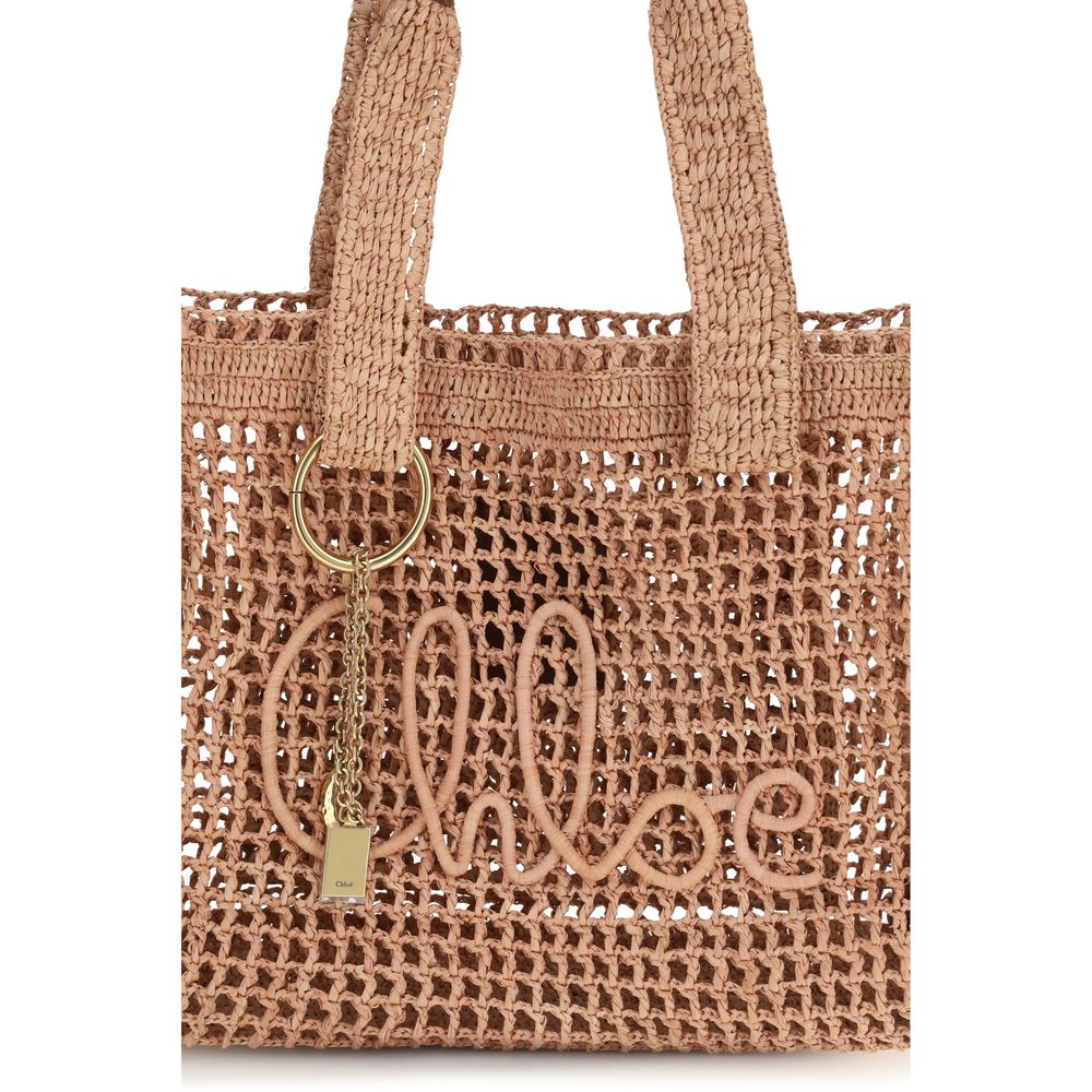 Chloé skulderveske i beige raffia