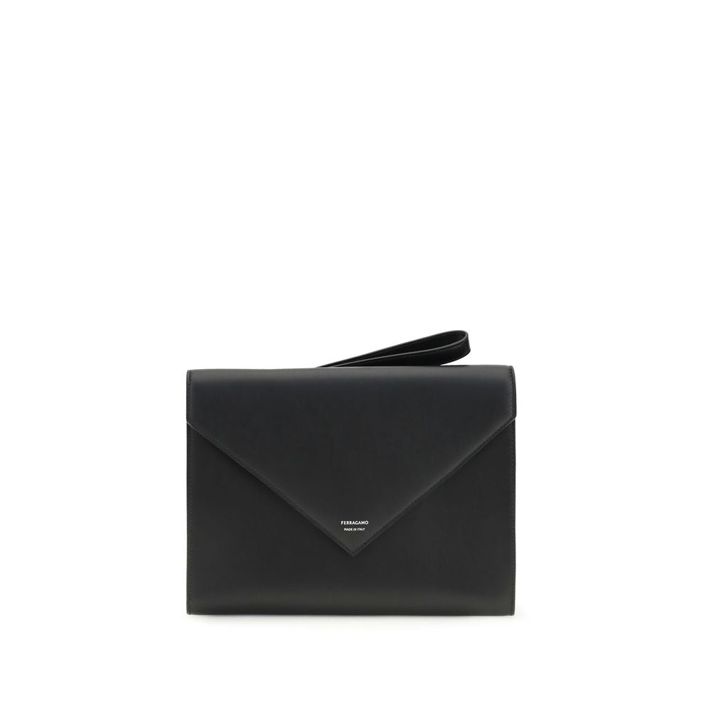 Cartera Ferragamo de piel de becerro negra Bos Taurus