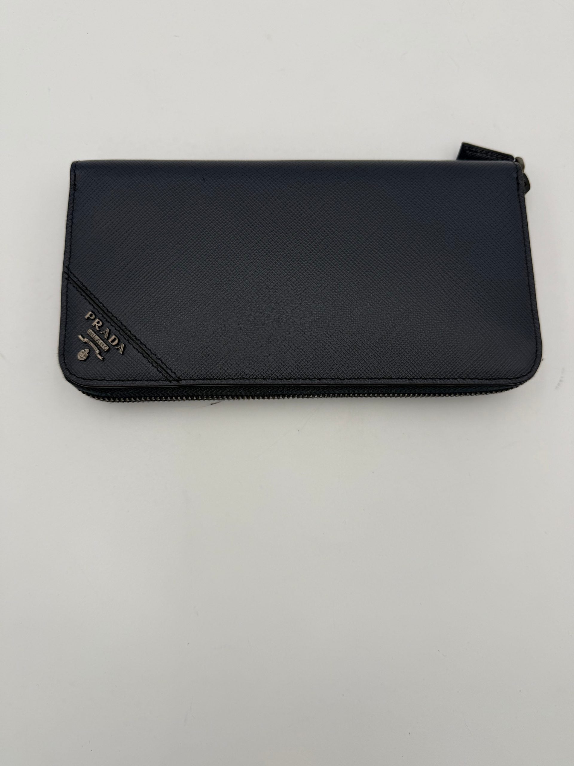 Prada Cartera de Saffiano azul con cremallera PRADA