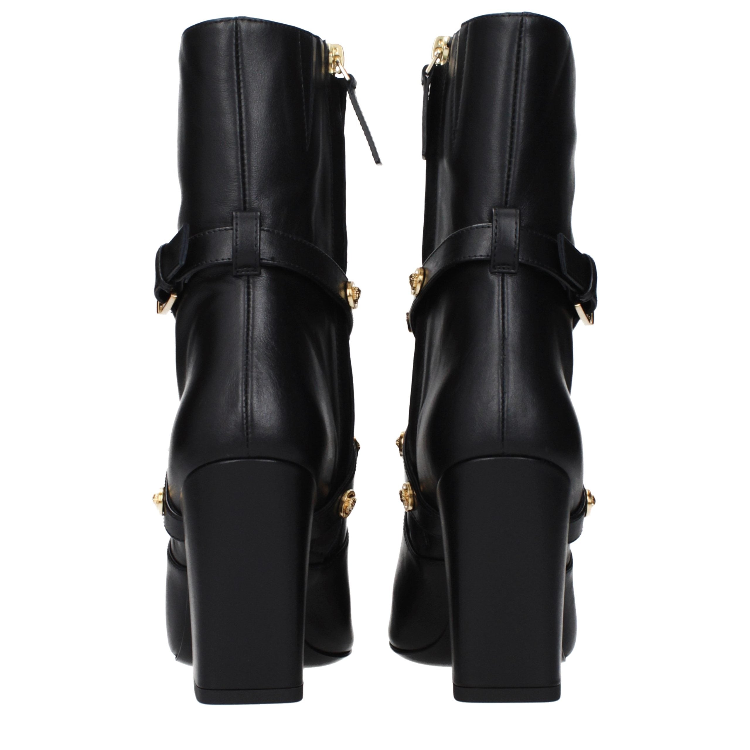 Black Leather Ankle Boots