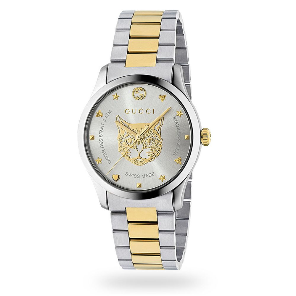 Reloj de vestir Gucci de acero inoxidable plateado