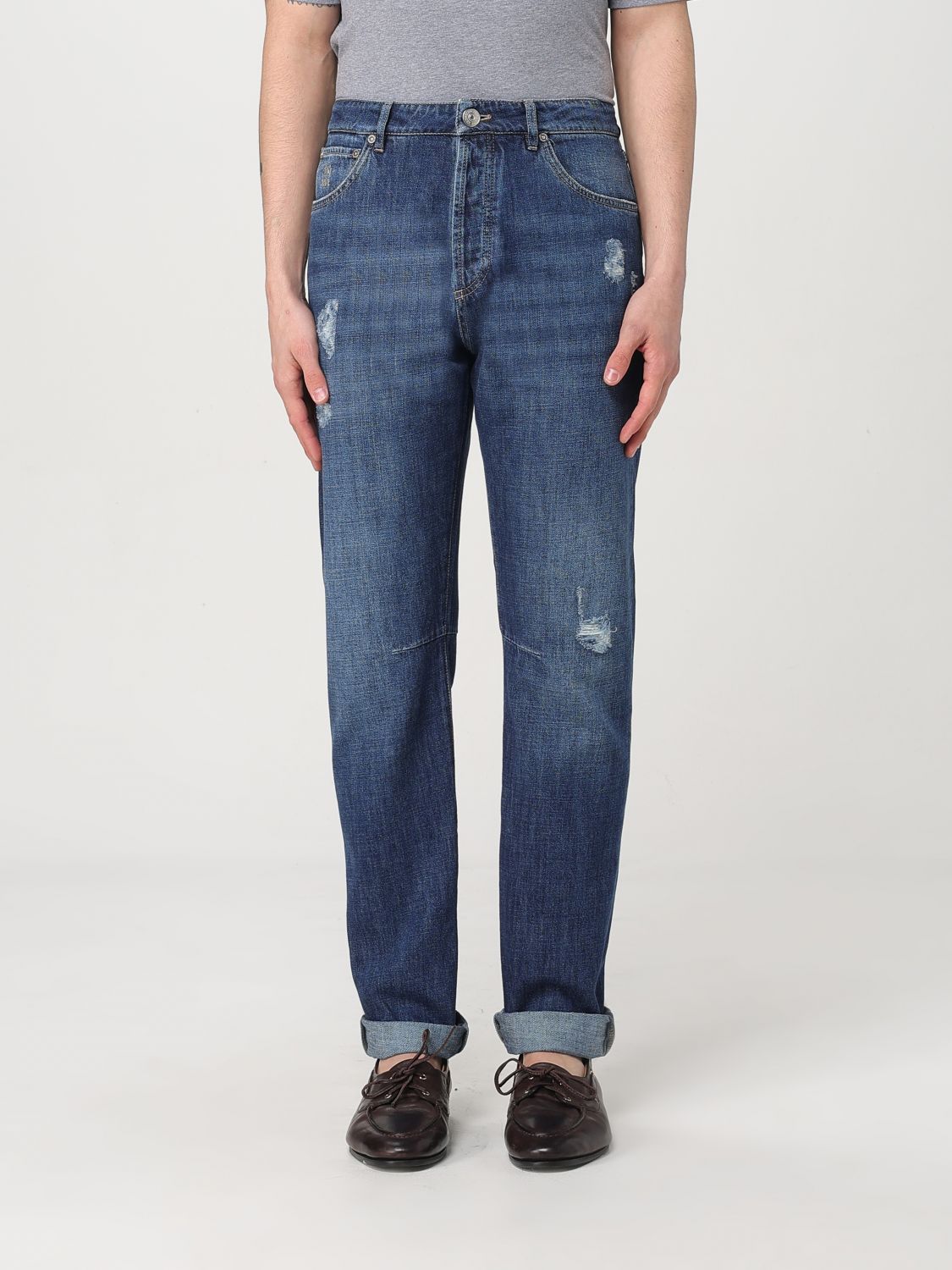 Brunello Cucinelli Blå Straight-Leg Dongeribukse