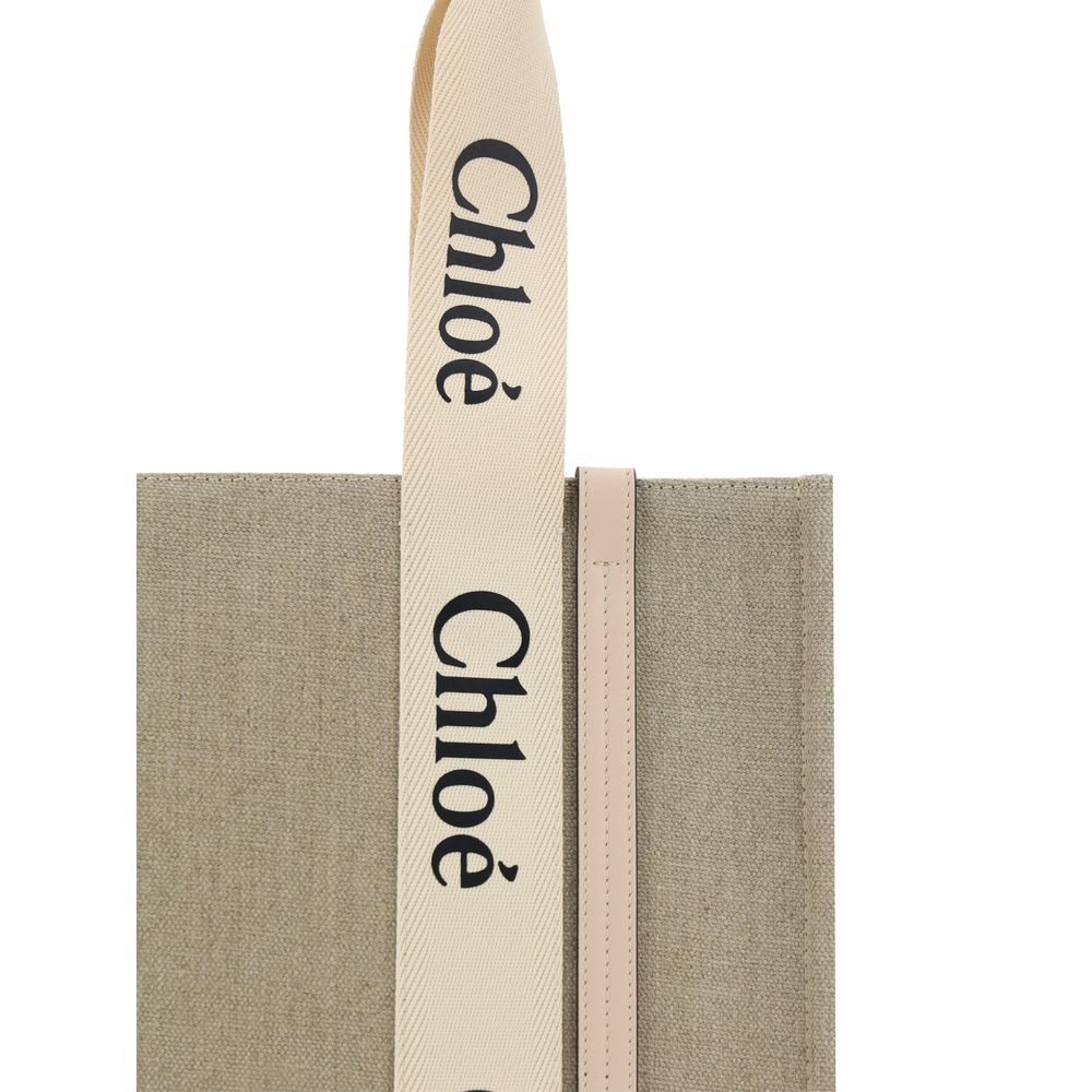 Chloé beige håndveske i lin