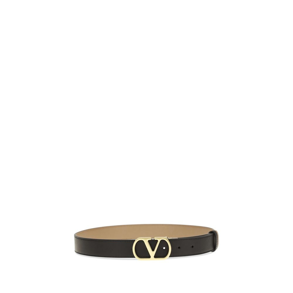 Valentino Garavani Black Calf Leather Bos Taurus Vanlig Belte