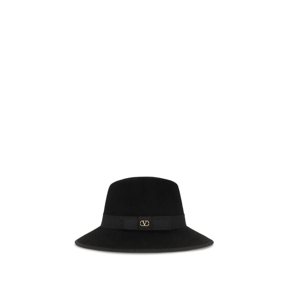 Sombrero Fedora Valentino Garavani de algodón negro