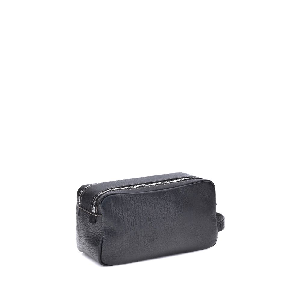 Brunello Cucinelli Funda para Airpods de Piel de Becerro Negra Bos Taurus