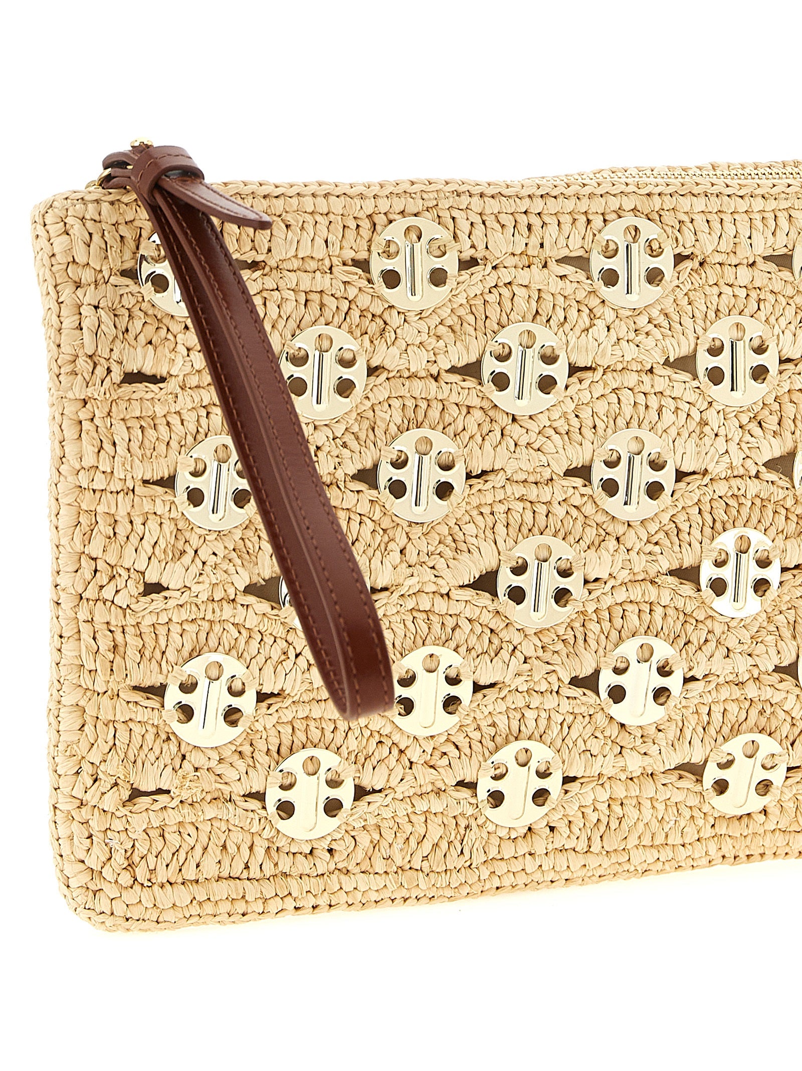 Beige Rayon Clutch Bag