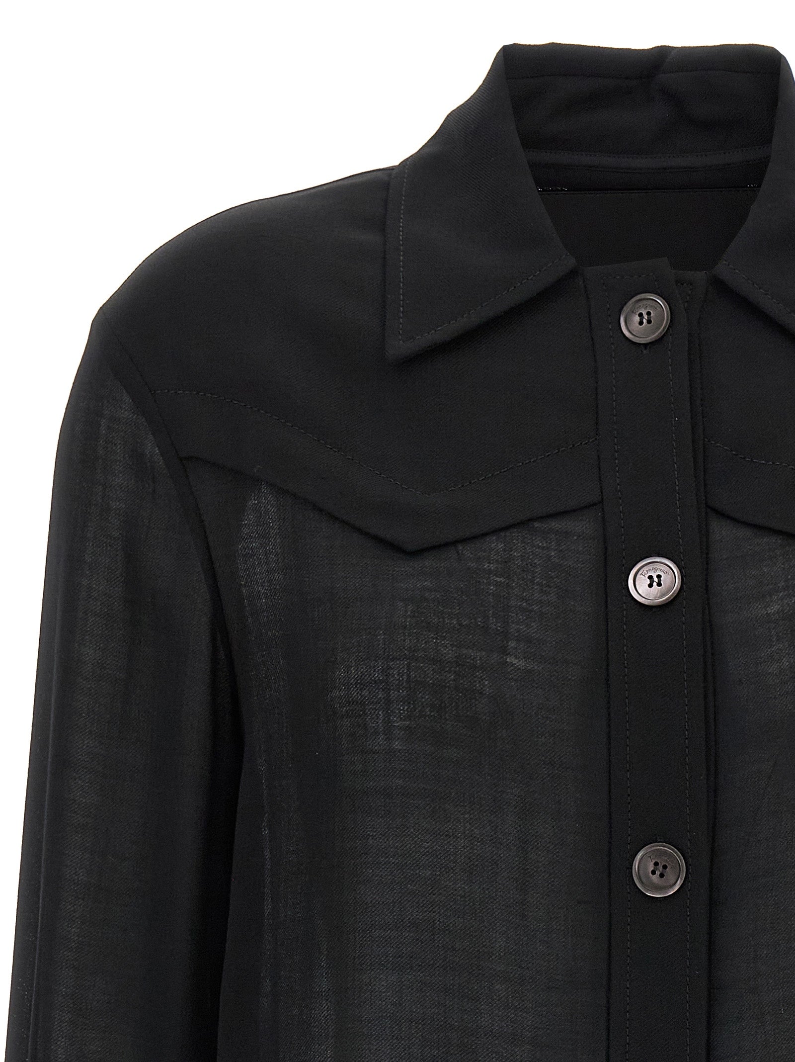 Black Virgin Wool Blouse