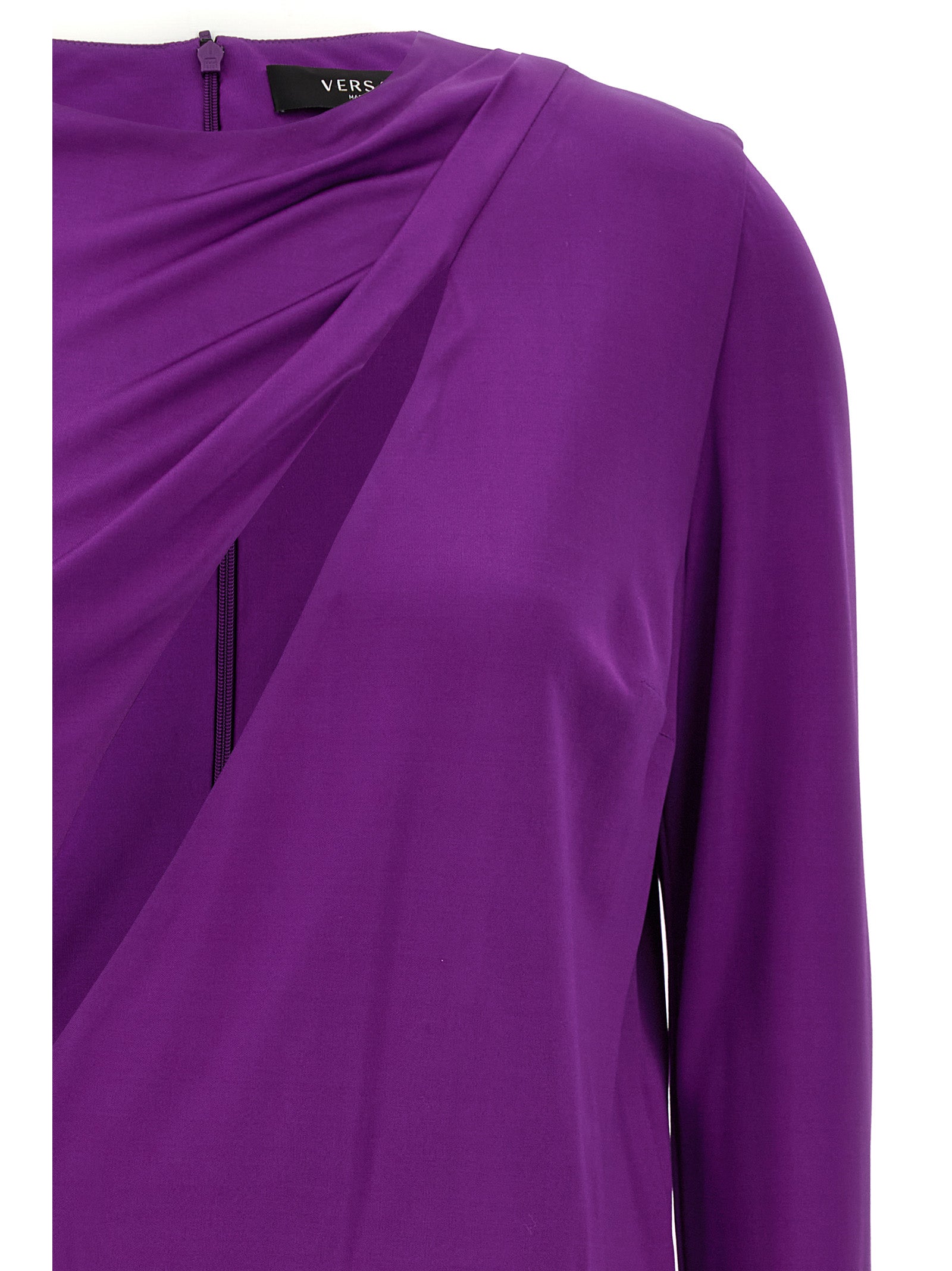 Purple Viscose Short Dress
