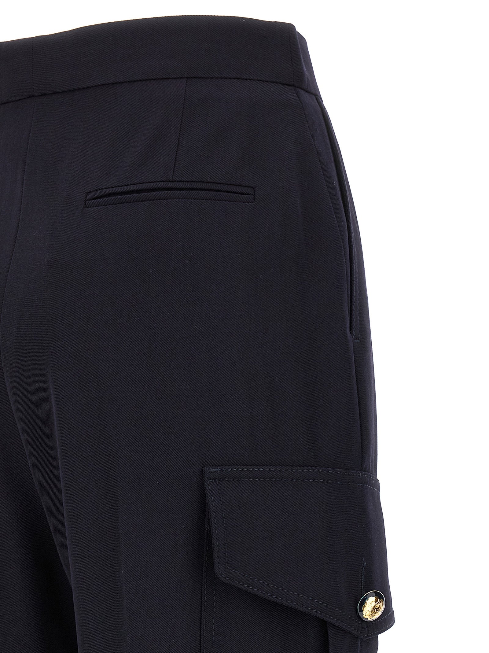 Blue Wool Cargo Pants