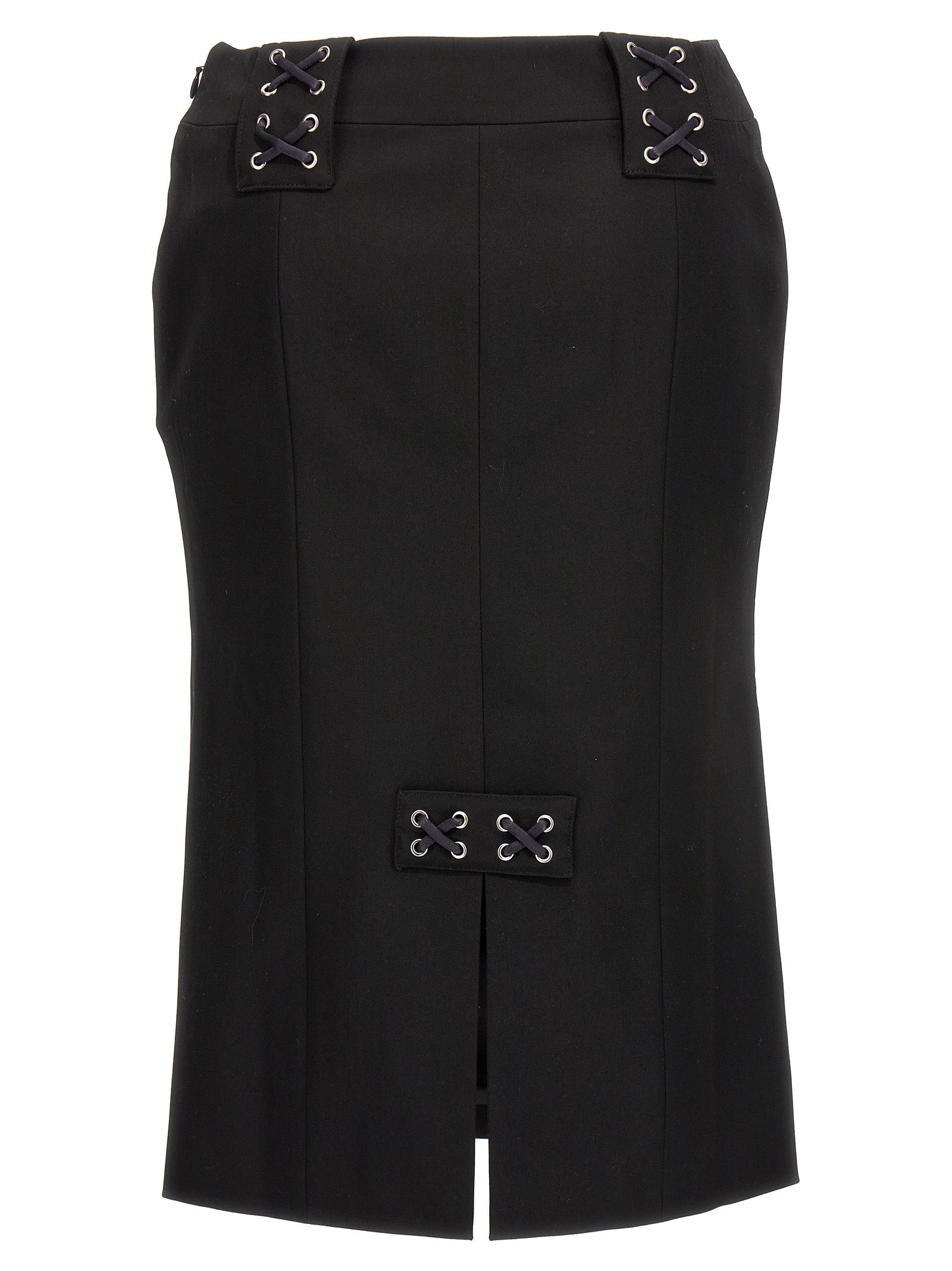 Black Wool Midi Skirt