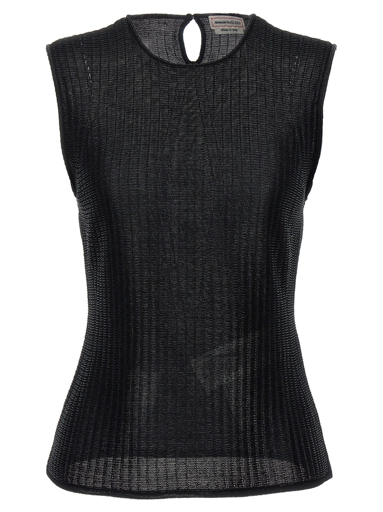 Black Viscose Sleeveles T-Shirt