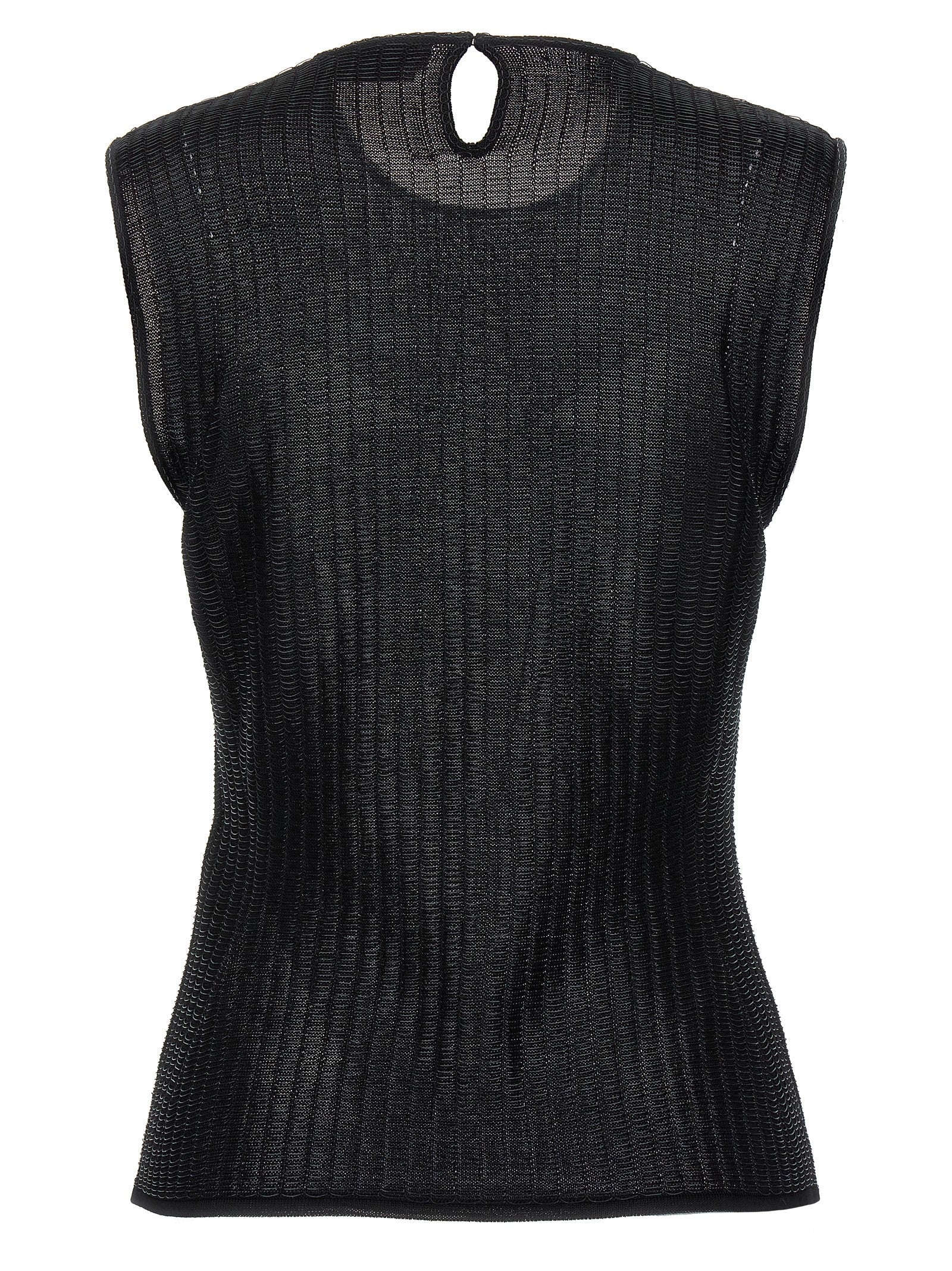 Black Viscose Sleeveles T-Shirt