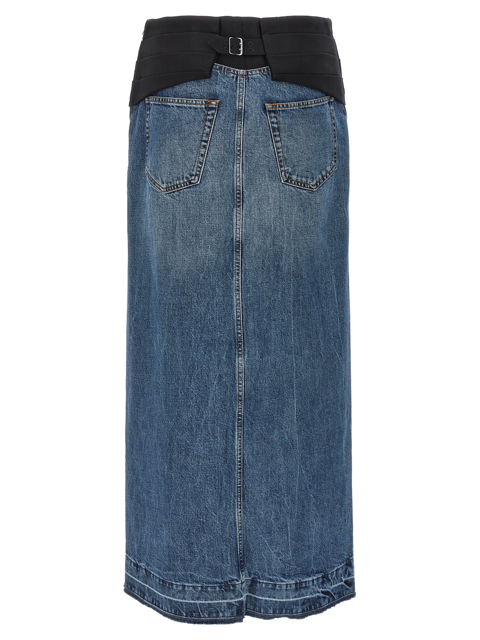 Blue Cotton Mini Skirt