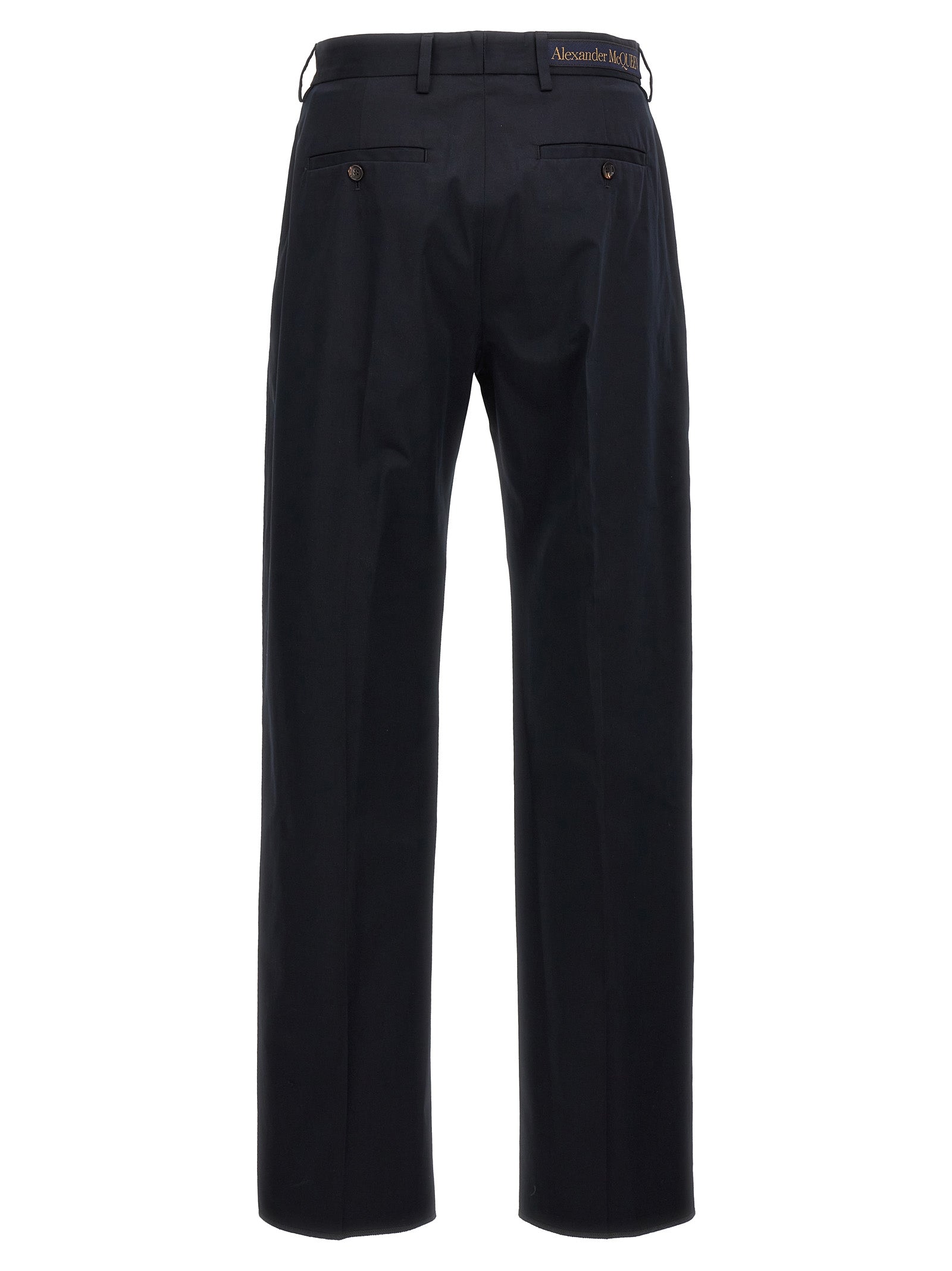 Blue Cotton Casual Pants