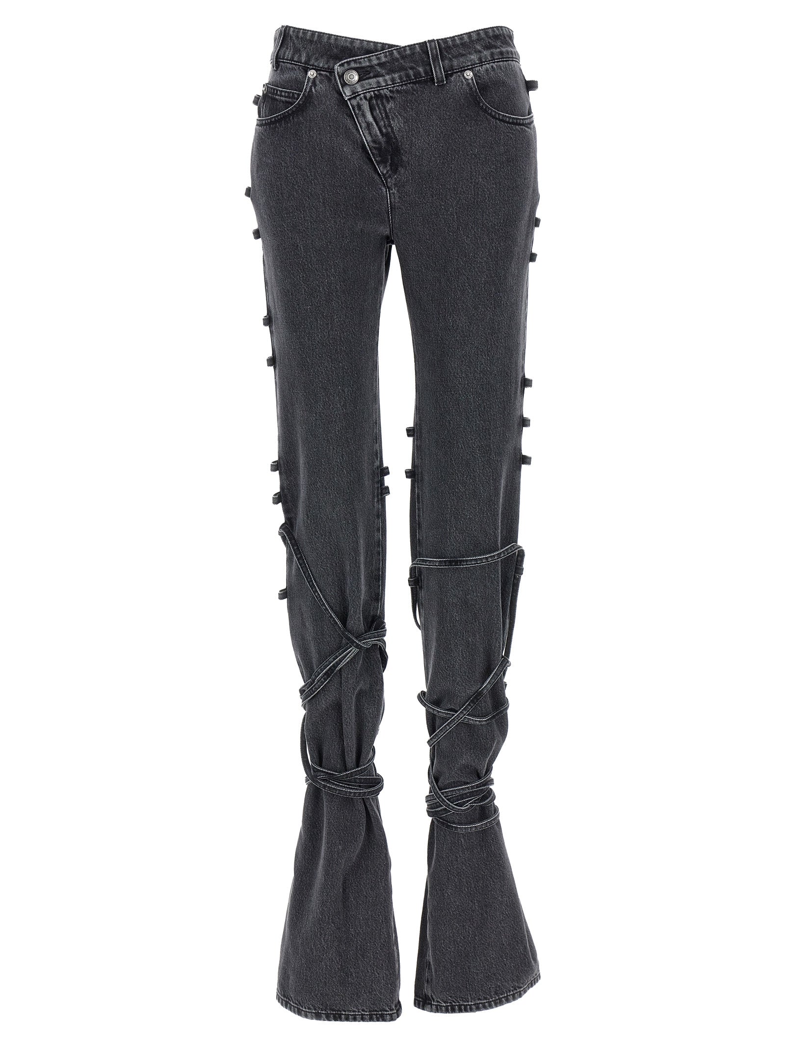 Black Cotton Flared Jeans