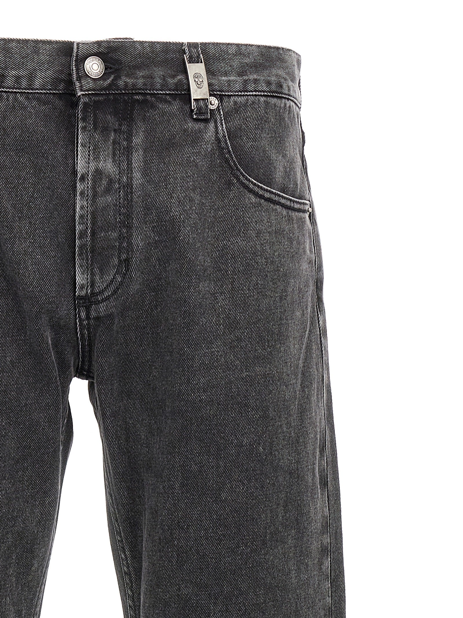 Alexander McQueen Svarte Bomullsjeans med Rett Ben