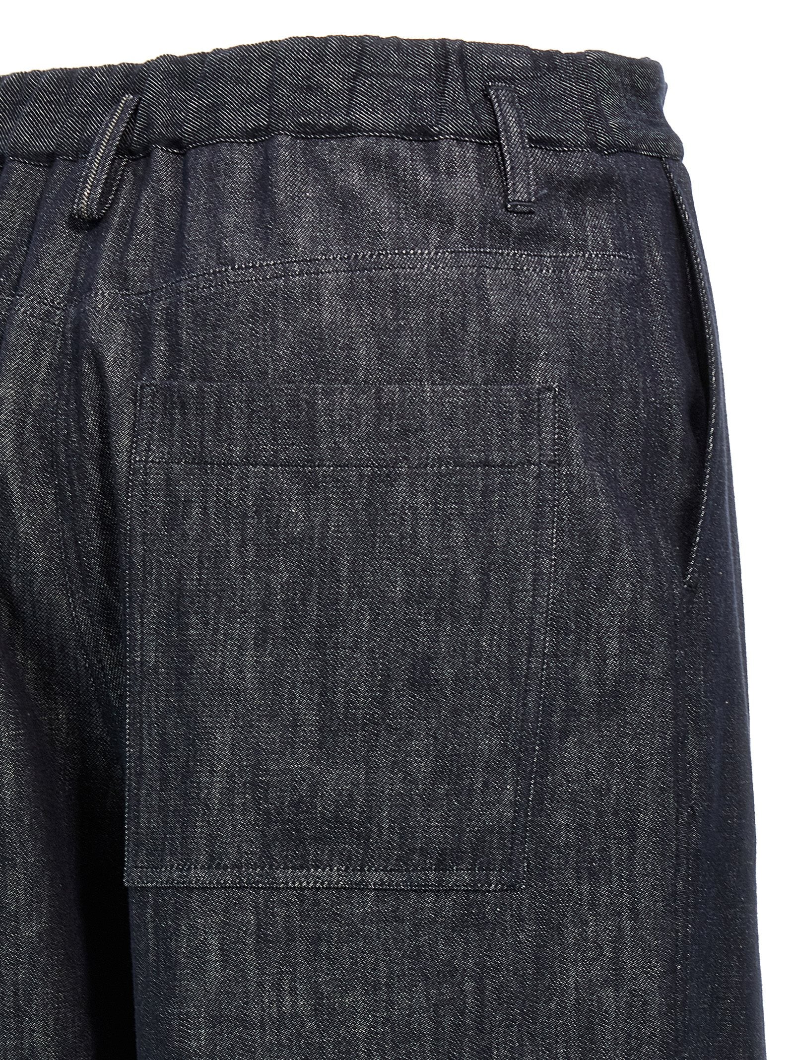 Blue Cotton Casual Pants