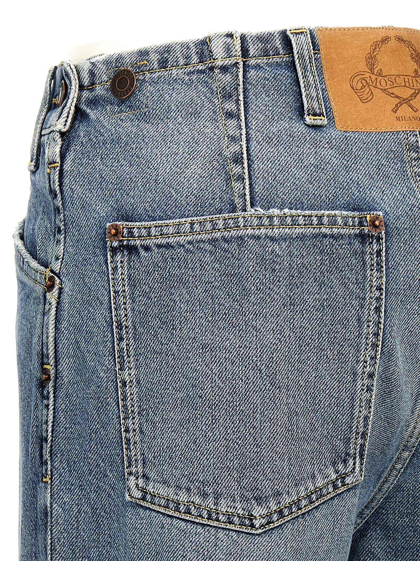 Blue Cotton Straight-Leg Jeans