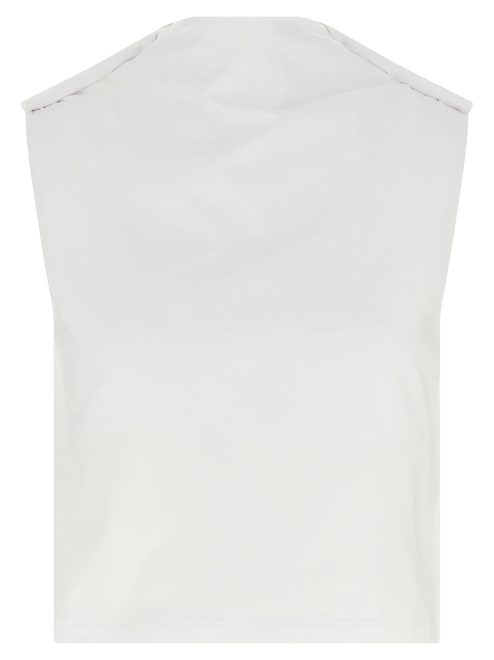 White Cotton Sleeveles T-Shirt