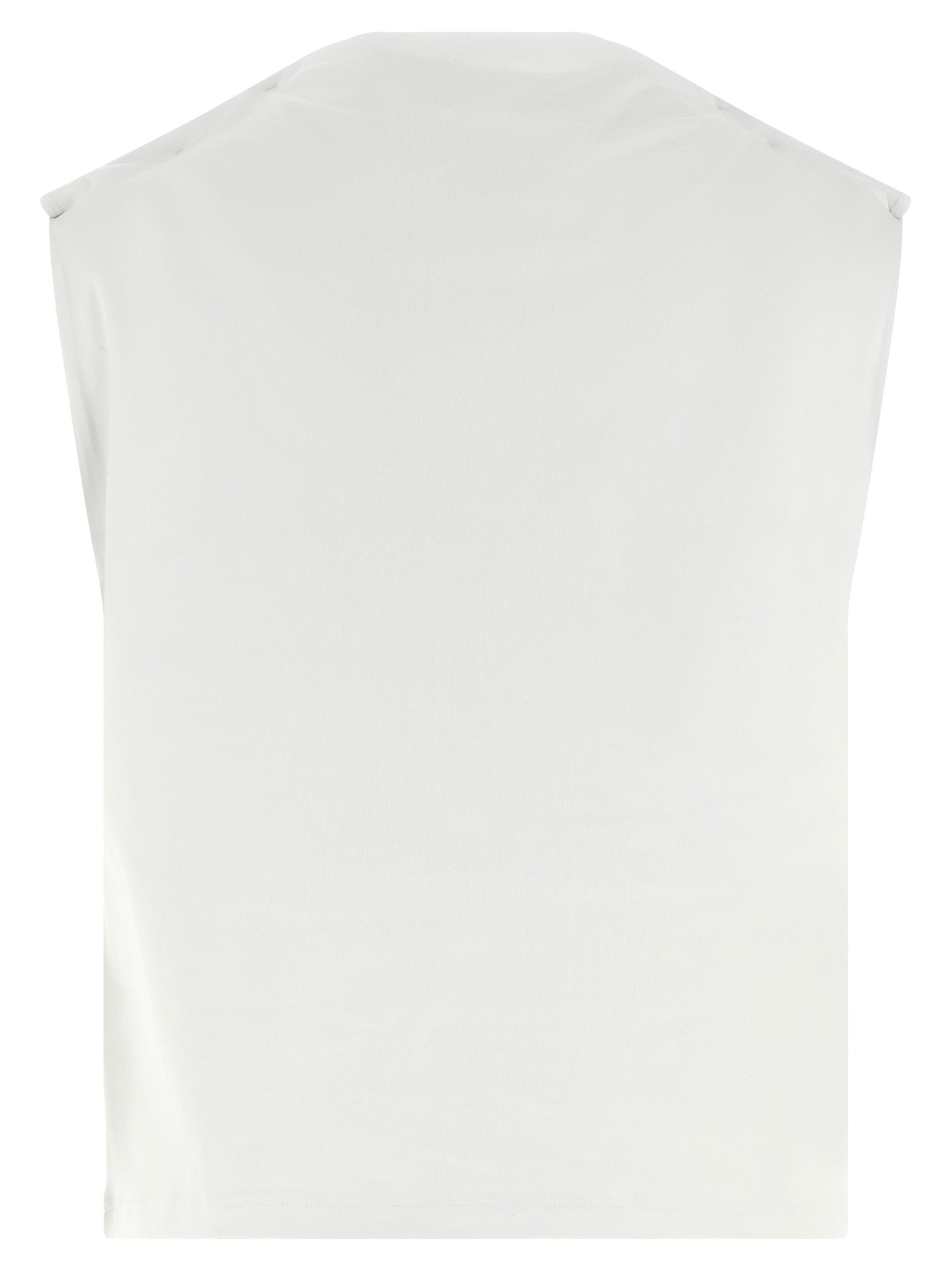 White Cotton Sleeveles T-Shirt