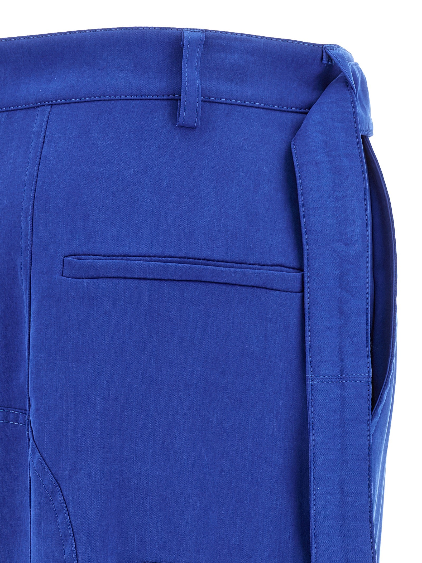 Blue Lyocell Cargo Pants